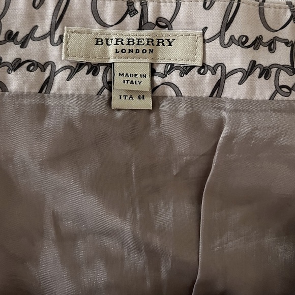 Burberry London Size 10 Signature Script Print Pleated Preppy Cotton Skirt - Picture 9 of 12